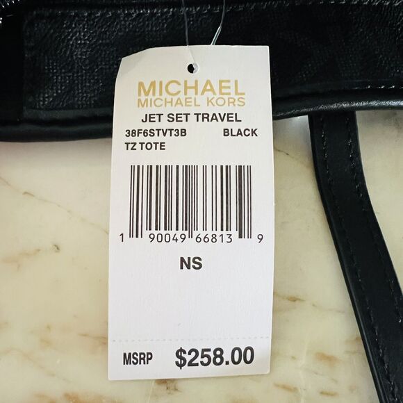 MICHAEL KORS Jet Set Travel Black Top Zip Tote Bag - Picture 9 of 9